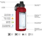 Botella Termo de Maple Inoxidable 1 Litro Deportiva (10 Colores) - Botella de Agua Térmica Reutilizable | Sin BPA | Keeps 24H Frio / 12H Caliente | Termo y Hermética - Doble Pantalla a Prueba de Fugas (YD550 YD1000 999 1199)