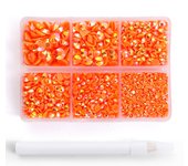 DUCRYSTAL 2/3/4/5/6mm Mix Size Red Pink Yellow Glitter Resin Rhinestones 4500pcs Glue On Flat Back Rhinestone for Nail Art Cloth