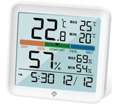 Higrómetro Termómetro para interiores - Medidor digital de humedad de la habitación Medidor de monitor de temperatura preciso Registros máximos/mínimos, LCD táctil con reloj retroiluminado