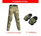 Outdoor Men Combat Pants +Knee Pads Tactical Pant Hiking Camo Pants Working Hunting Clothes Wear Resistant Multi-pocket