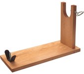 WellHome Jamonero de madera con herraje en V 40x16x23cm, pincho y fijación pezuña, set de cuchillo Jamonero (25cm) y Chaira (21cm) acero inoxidable alta calidad y funda