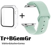 Glass+Case+Strap for Apple Watch Band 42mm 44mm 41mm 40mm 38mm 45mm 49mm Screen Protectors for Apple IWatch Series 8 7 6 SE 5 4