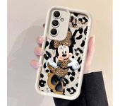 Disney Leopard Patterned Minnie Phone Case for Samsung Galaxy A73 A54 A55 A14 A22 A32 A23 A25 A33 A53 A52 A35 A34 A24 A15 Cover