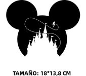2PCS Disney Personality Fashion Castle Mickey and Minnie Bow Love Mouse Head Printed Ironing for Clothing Stickers on Fabric