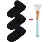3pcs Adjustable Facial Headband with 1 Mask Brush Yoga Spa Bath Shower Makeup Wash Face Cosmetic Head Band Make Up Accessories