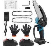 Mini motosierra de mano recargable inalámbrica de 6 pulgadas, potente, con velocidad de cadena de hasta 5 m/s y batería de 21 V y 2000/3000 mAh.
