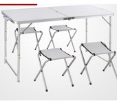 Mesa Plegable De Camping,Mesa Plegable de aluminio y madera, Mesa Portátil Plegable con Carga de 50 kg, Mesa Multiusos , 120cm*60cm con taburete o sin  , para Picnic, Camping al Aire Libre