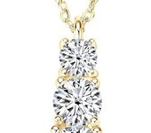 Moissanite Pendant Necklace, 925 Sterling Silver Lab Created Diamond Necklaces for Women White Gold Plated 3 Stone Pendant, 18 to 20 Inch, Jewelry Gifts