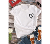 Heart Print T-Shirt Crew Neck Short Sleeve T-Shirt Casual Every Day Tops, Women's Clothing Neck Fashion Casual Sport Clothes