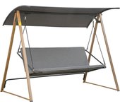 Outsunny Columpio Balancín de Jardín de 3 Plazas con Techo Ajustable Asiento Acolchado y Marco de Acero para Patio Terraza Exterior Carga 280 kg 224x133x173 cm Gris