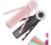 Cortador de bordes para manualidades de papel, cortador de papel giratorio 12 en 1, cortador de papel versátil de línea recta ondulada de disco, bordeador de papel de precisión con medidas, para postales fotográficas (rosa)