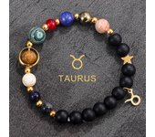 Universe Galaxy Eight Planets 12 Constellation Bracelets for Women Natural Stone Solar System Bracelets Libra Virgo Leo Jewelry