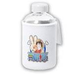 MERCHANDMANIA BIDON CRISTAL CON FUNDA SOFT SHELL logo one piece Monkey D Luffy personaje serie tapon seguridad botella