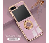 Luxury Electroplate Bright Surface TPU Soft Case for Samsung Galaxy Z Flip 6 5 4 5G Flip6 Magnet Holder Ring Shockproof Cover