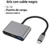 Cable Convertidor 3 En 1 USB-C a HDMI Compatible Para Samsung Huawei iPad Mac NS Adaptador HD 4K USB 3.0 Tipo C a HD Para Monitor