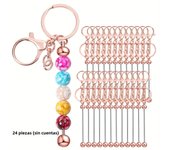 24Pcs Beadable Keychains Bars Bulk for Keychain Making Blank Beaded Metal Keychain for Craft Keychain DIY Gift