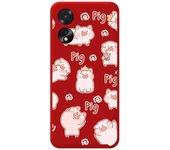 Tumundosmartphone Funda Silicona Líquida Roja para Oppo A18 diseño Cerdos Dibujos