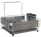 Dcasa Escurreplatos de acero inoxidable con bandeja color negro
