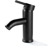 Grifo de lavabo negro, lavabo de baño, grifo monomando de lavabo, agua fría y caliente disponible, G3/8