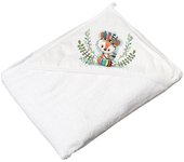 Toalha com capuz 100x100 B.Active Wild & Free 100% algodão White - Little Fox