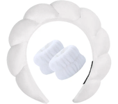 Vintage Velvet Cloud Hair Hoop for Women Girls Sponge Headband Wash Face Wristband Set Spa Bathroom Accessories