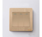 Gold Wall Switches 1/2/3/4 Gang 1Way Button Wall Light Switch Panel On / Off Push Buttons with LED Lamp Home Accessories