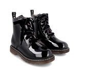 Garvalín botas para niña de charol color negro y cordón de terciopelo Mod. 231565-A054