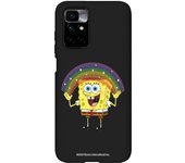 Funda original compatible con Xiaomi Redmi 10 Negro con un diseño de Bob Esponja Arco Iris