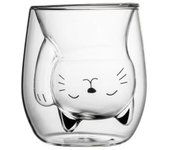 Linda Taza de té de gato de Doble comparación, tazas de café de Vidrio, jarrón, taza de leche (6,8 floz/6,8 oz)