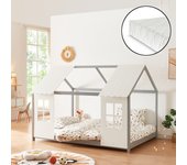 Cama para niños Tostedt con colchón 120x200 cm - Gris/Blanco [en.casa]