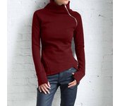 Jocoo Jolee Spring Autumn Casual Solid Hoodies Women Long Sleeve Turtleneck Zipper Sweatshirts Female Irregular Tops 2023
