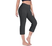 Women Elastic High Waist 3/4 Pant Casual Active Fit Wide Capris Leg Pants Trousers With Pockets Pants for Women Women’s Pants