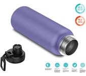 Botella Termo de Maple Inoxidable 1 Litro Deportiva (10 Colores) - Botella de Agua Térmica Reutilizable | Sin BPA | Mantiene 24H Frio / 12H Caliente | Termo y Hermética - Doble Pantalla a Prueba de Fugas (YD550 YD1000 999 1199)