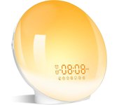 Luz de despertador, despertador de amanecer, luz de respaldo de tiempo, luz nocturna RGB colorida, radio FM de tono seco blanco Luz para dormir para niños. cb1.d