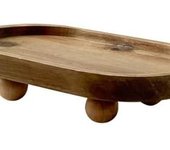 Bandeja de madera Elevador de madera ovalado Pedestal Stand 7.8x1.7x4.7 Elevador de madera decorativo para exhibición, Elevador de madera para mesa de entrada Mesa de cocina de granja, Bandeja de madera