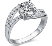 18K Rose gold Plated Love Heart Cubic Zirconia Promise Halo Engagement Promise Eternity Valentine's Day Ring for Women Size 6-10