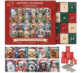 Calendario de Adviento 2024-2025, 1008 piezas de rompecabezas de perros navideños, calendario de Adviento, calendario de cuenta regresiva de Navidad, juego familiar, regalos de Navidad