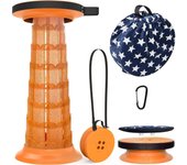 Taburete telescópico de 52 cm con cojín, Taburete portátil para Acampar, Capacidad más Resistente de 250 kg, Taburete Plegable retráctil Ligero Ajustable para jardín, Pesca, Senderismo