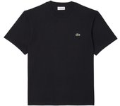Camiseta Negra Lacoste de Corte Clásico de Punto de Algodón