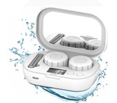 Máquina limpiadora de lentes de contacto, limpiador ultrasónico portátil de lentes de contacto con cargador USB, lentes blandas desechables (blanco)