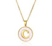 Stainless Steel Round White Necklaces For Women Gold Color  Initial Woman Man 26 Letters Pendant Chain Necklace Jewelry Gifts