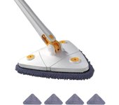 Trapeador triangular Upattend, trapeador de limpieza ajustable y giratorio de 360°, escurridor automático para limpiar paredes y techos (azul)