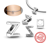925 Sterling Silver Hollow Round A-Z 26 English Letter Alphabet DIY Beads Fit Original Pandora Charms Bracelet Fine Jewelry Gift