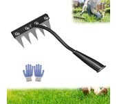 Rastrillo de hierro para desherbar Gardenia, 2.0, para jardinería y desherbado, 5/6/7/8 dientes, resistente, herramienta manual para desherbar césped y granja (6 dientes)