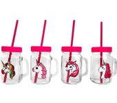Disok Lote de 12 Jarras Unicornios Cristal Tapa y Caña Detalles Comuniones Infantiles Regalos Fiestas