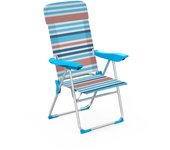 Marbueno Silla Plegable 5 Posiciones Aluminio Cojin Rayas Playa 69X58X110 10465