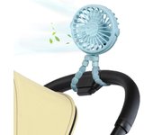 Mini ventilador portátil, ventilador de mano con Clip de luz nocturna, recargable por USB, para coche/cochecito/bicicleta/Camping