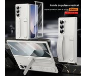 Wristband Foldable Stand Funda for Samsung Galaxy Z Fold 6 5 4 Fold6 5G Case Front Glass Lens Protection PC Plastic Cover Capa