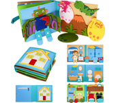 Conjuntos de álbumes de recortes Libro ocupado Montessori DIY para niños pequeños, libro silencioso de fieltro 3D, libro de cuentos de tela, juguetes de hábitos educativos de aprendizaje preescolar, 3 +