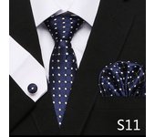 Hot Sale 7.5 cm Golden Striped Tie Hanky Cufflinks Set For Men Fit Formal Party Wedding Business Birthday Gift